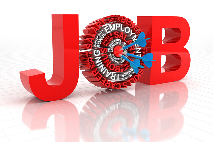 Target job concept. Employment, salary, benefits, salary skills words.